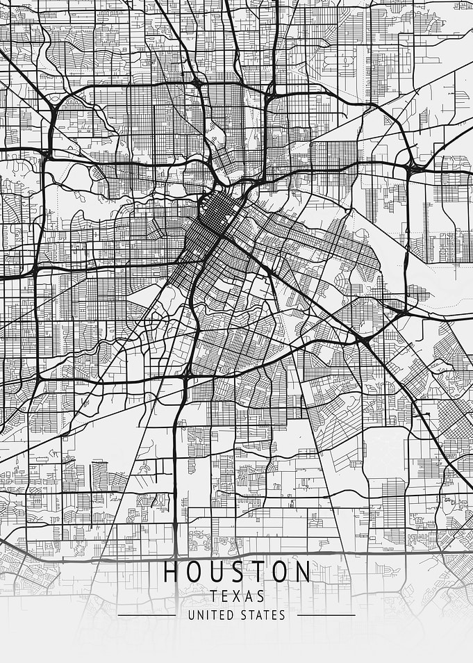 Houston City Map Texas USA