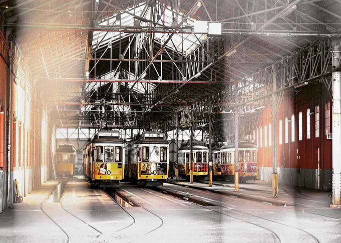 Tram depot in Lisbon