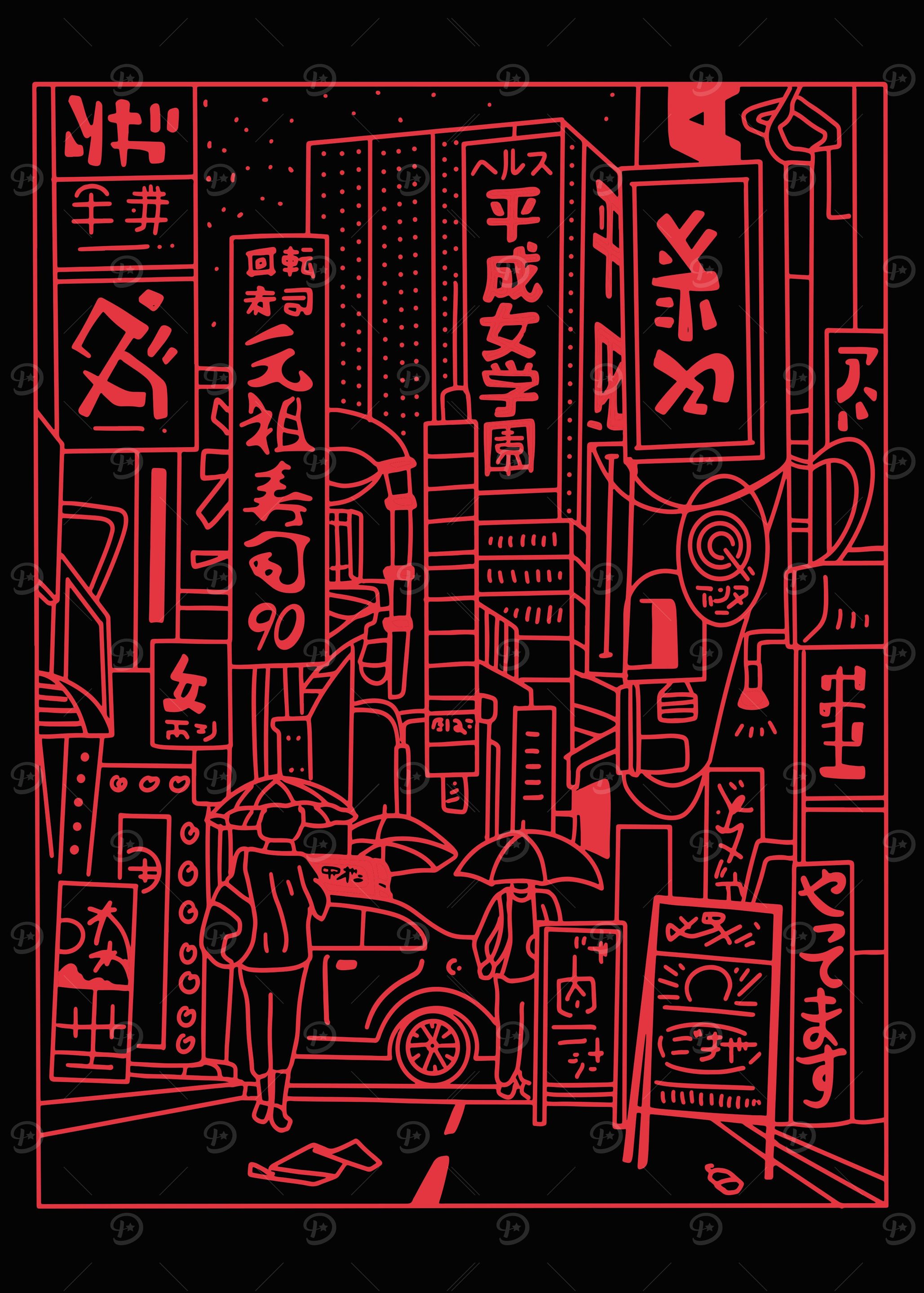 Japan cityscape minimalist