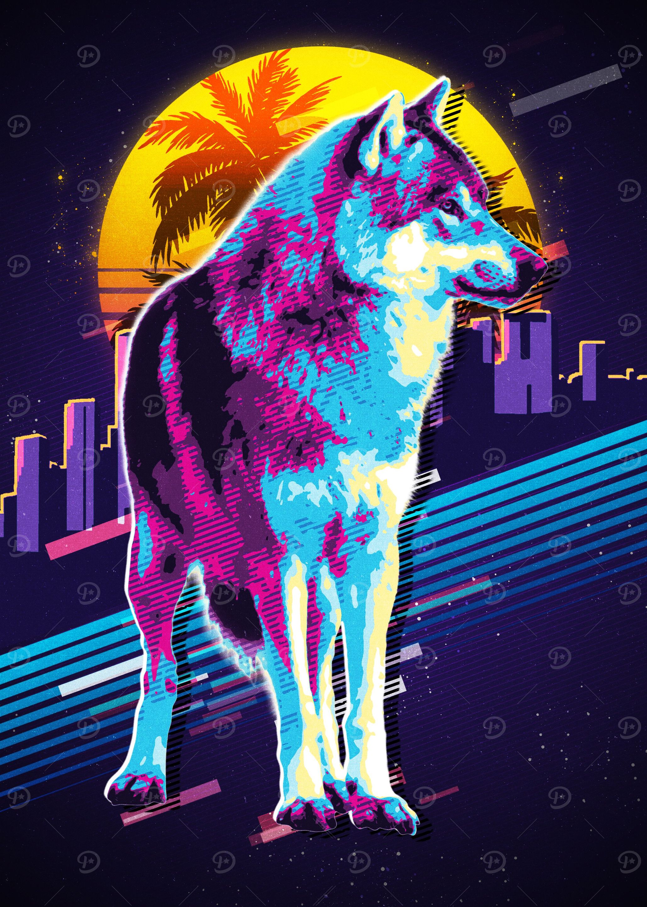 Wolf Animal Retro