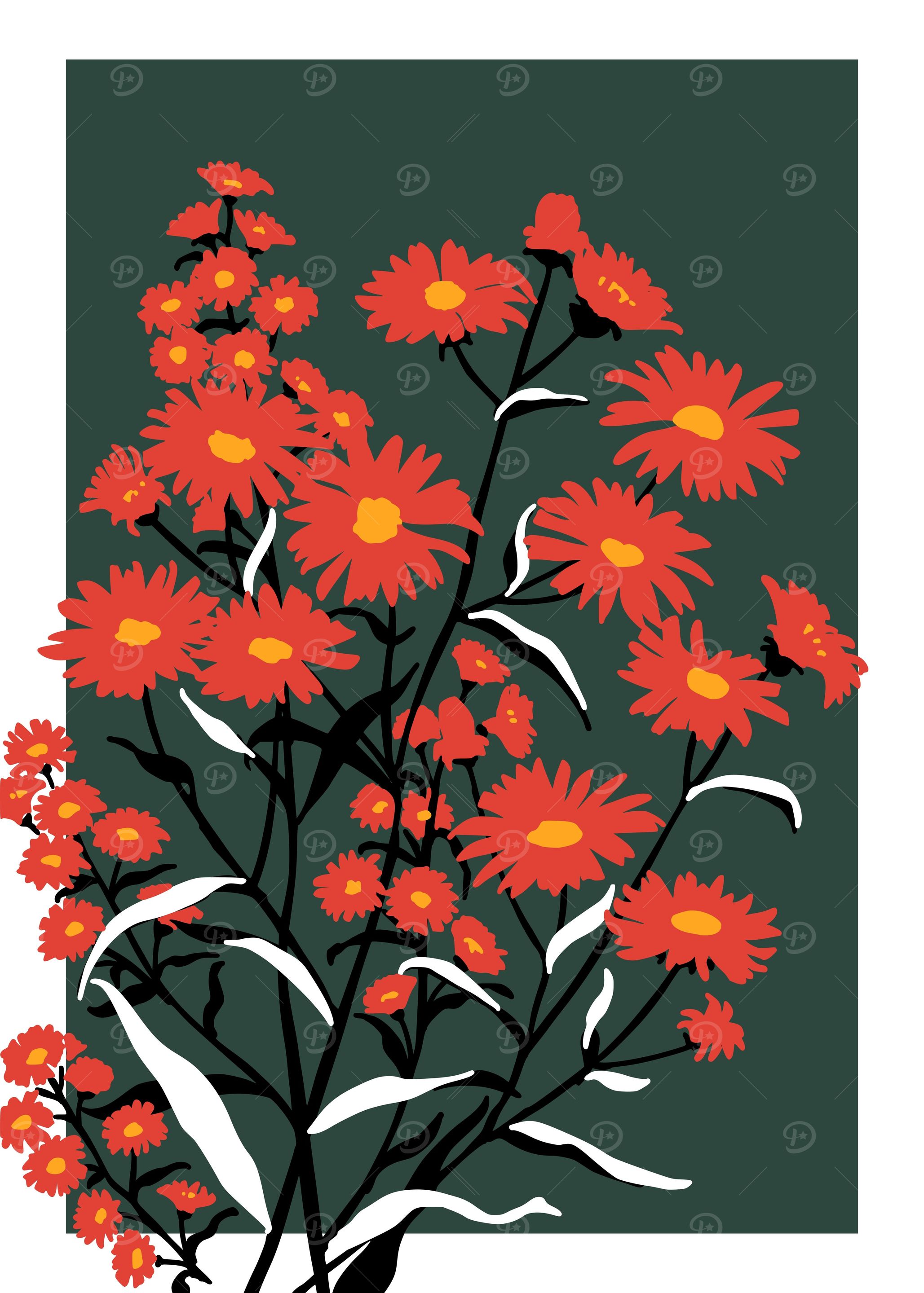 Bold Flower aster green