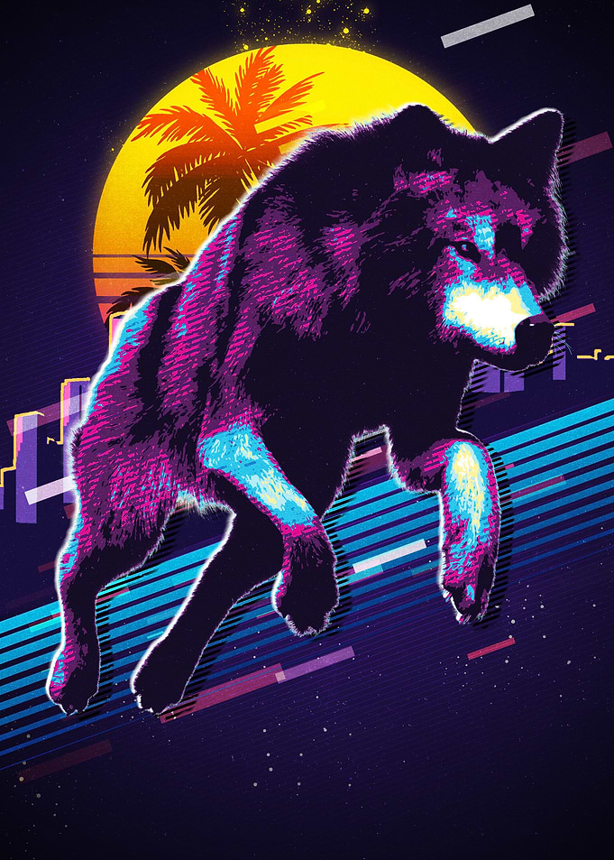 Wolf Animal Retro