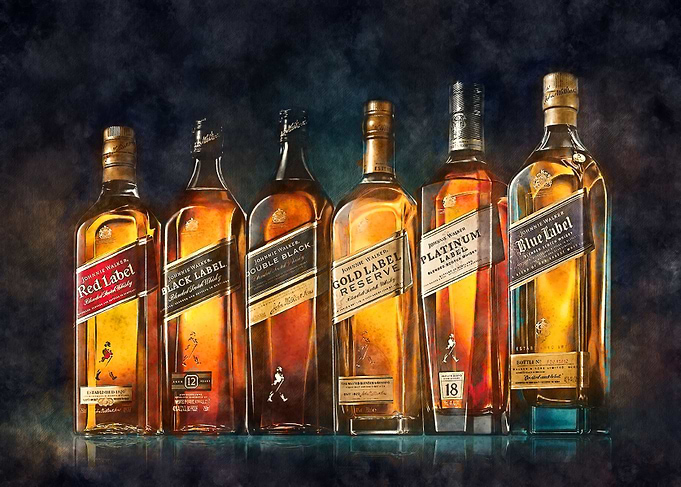 Watercolor Whiskey Bottles