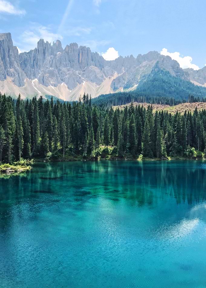 Mountain by Lake at Forest