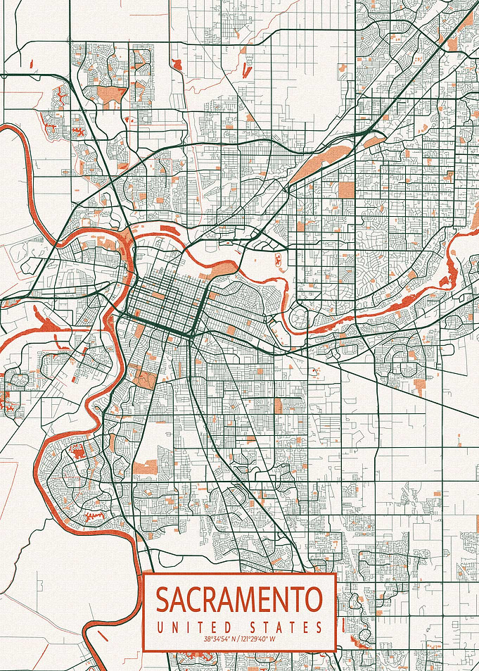 Sacramento Map Bohemian