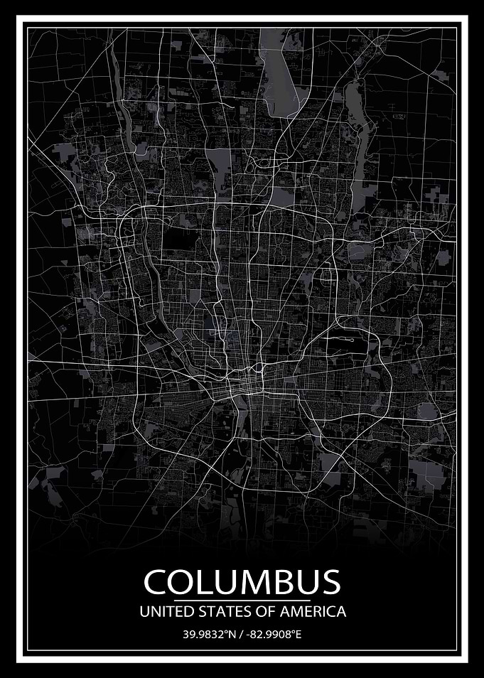Columbus Black Map
