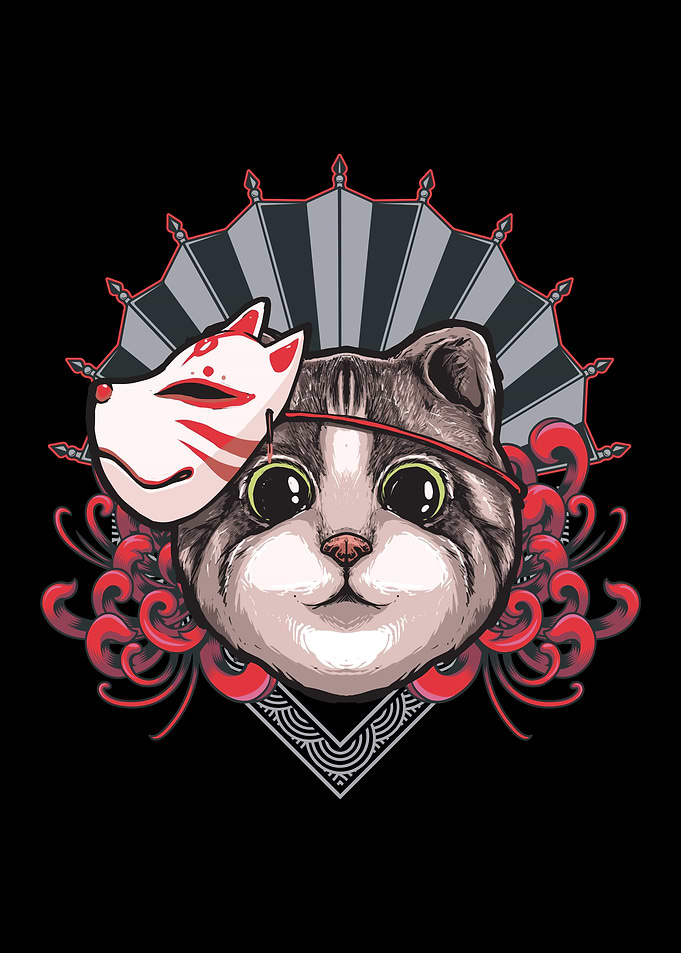 Cat Geisha Mask Japanese