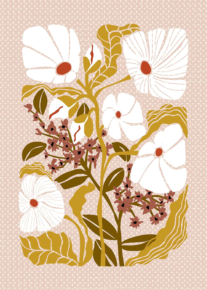 Klimt flowers pastel color