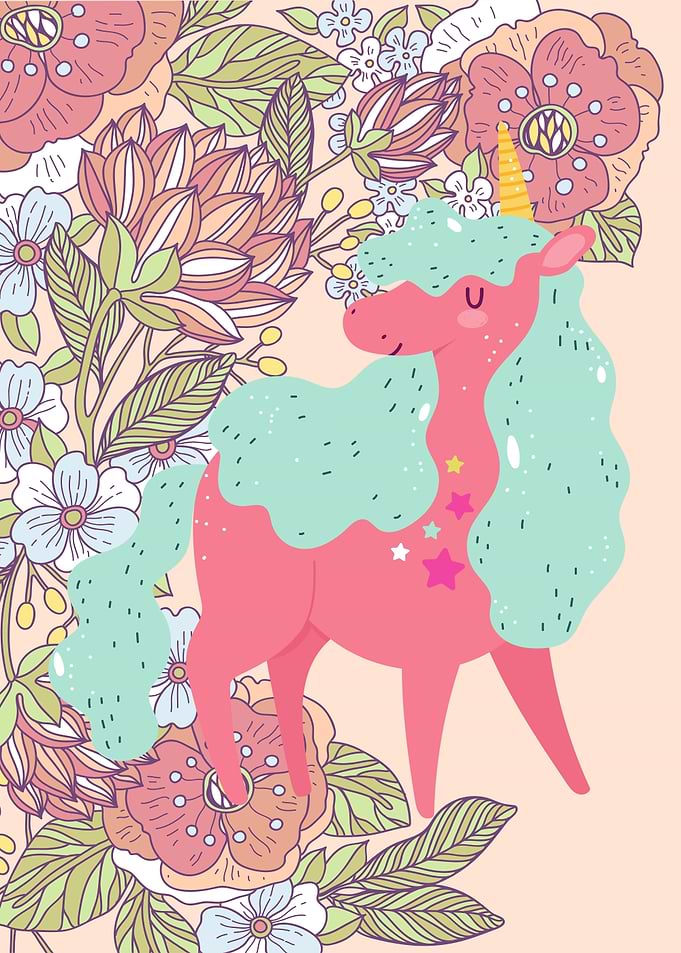 Cute Floral Unicorn