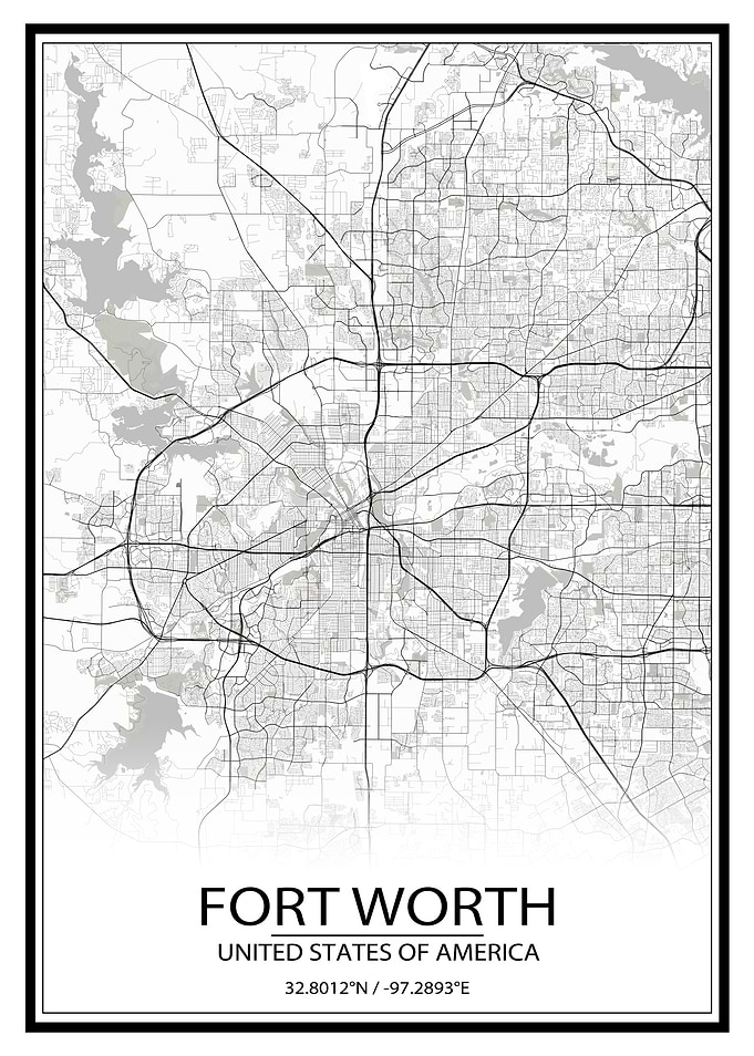 Fort Worth White Map