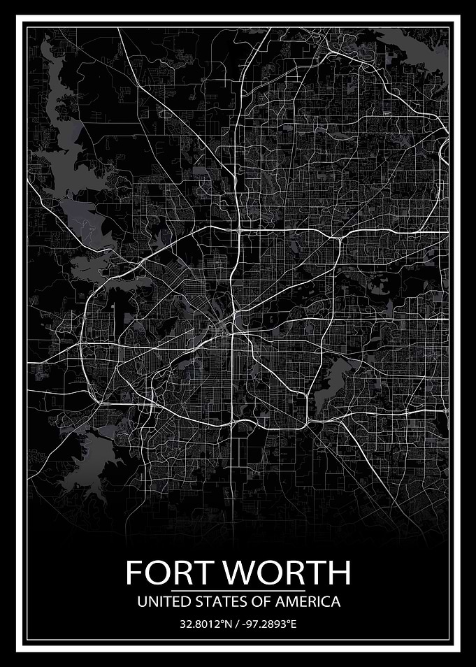Fort Worth Black Map