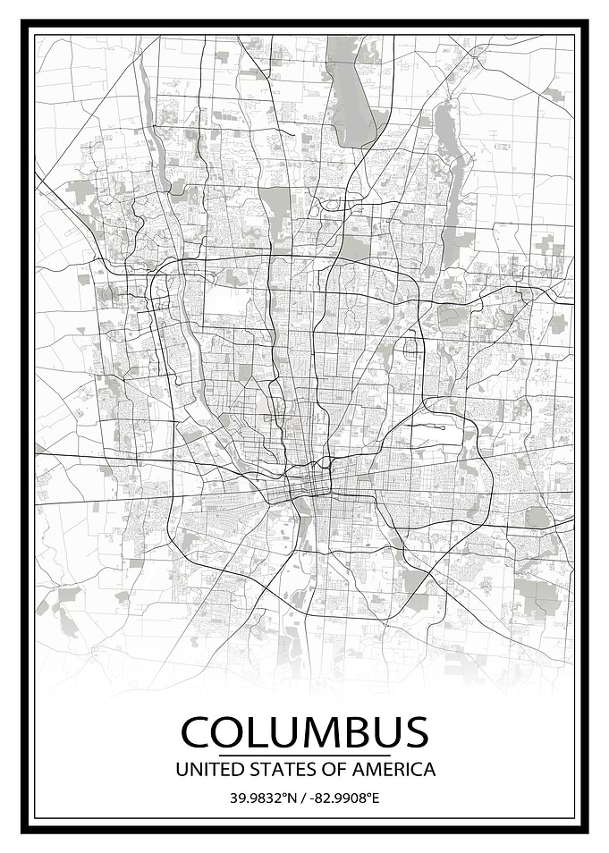 Columbus White Map