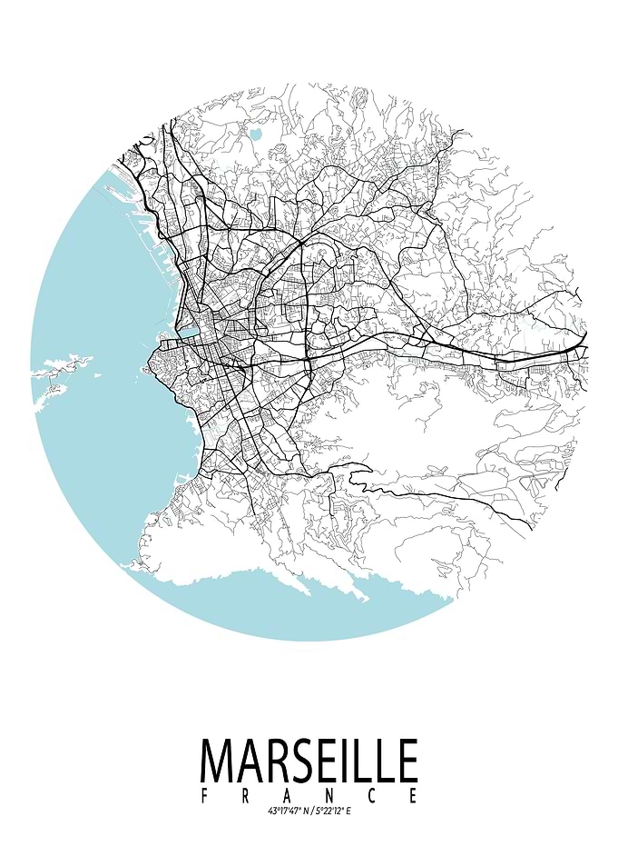 Marseille City Map Circle