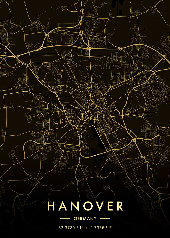 Hanover City Map Gold