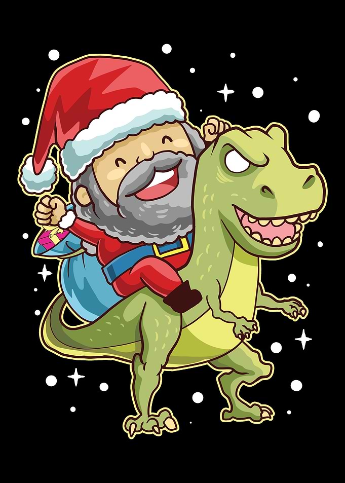 Santa Riding Dinosaur Funn