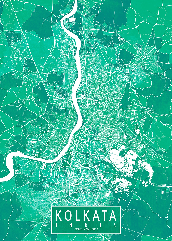 Kolkata Map Watercolor