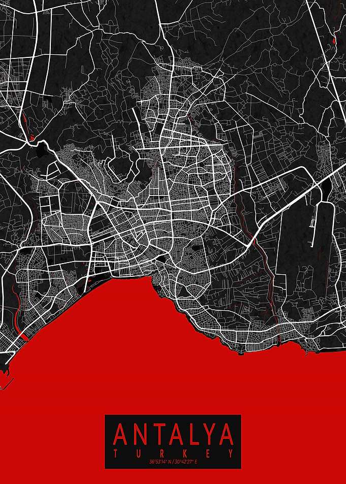 Antalya City Map Oriental