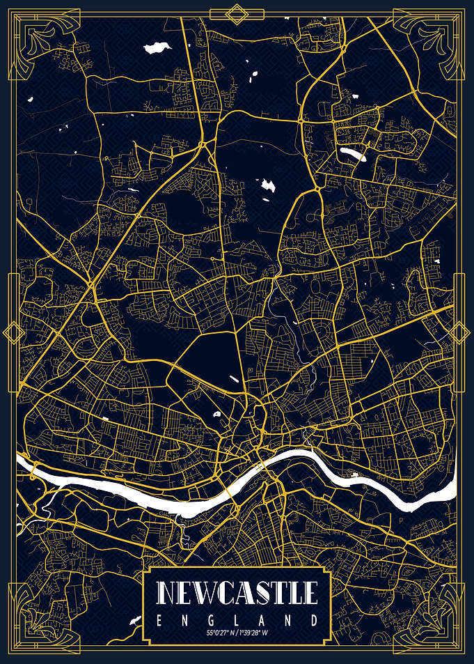 Newcastle Map Art Deco