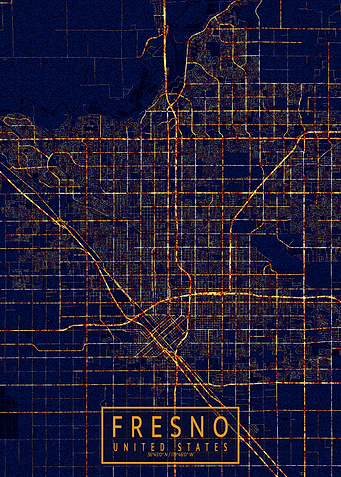 Fresno Map City At Night