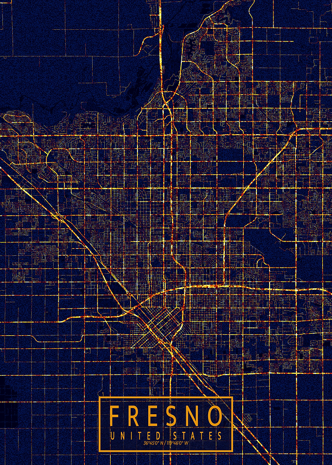 Fresno Map City At Night