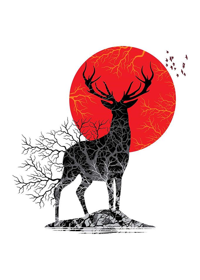 Deer Tree Sunset