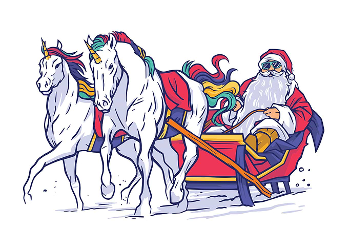 Santa unicorns christmas