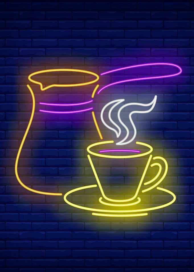 Coffee shop neon vapor
