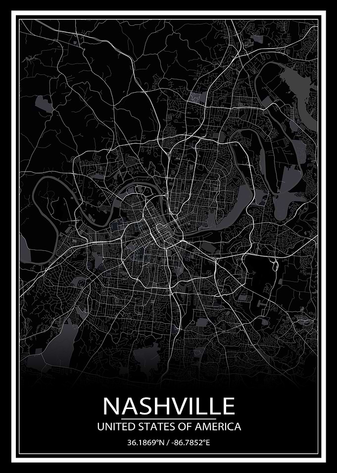 Nashville Black Map
