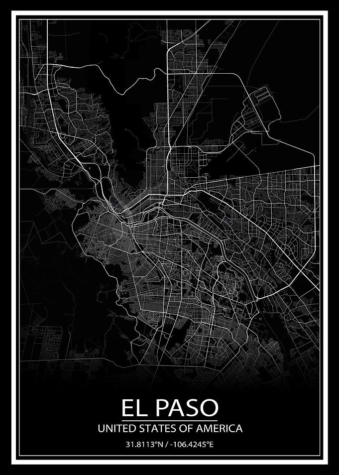 El Paso Black Map