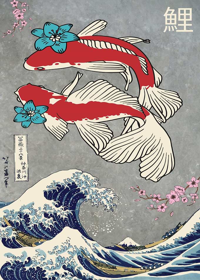 Japanese koi great wave