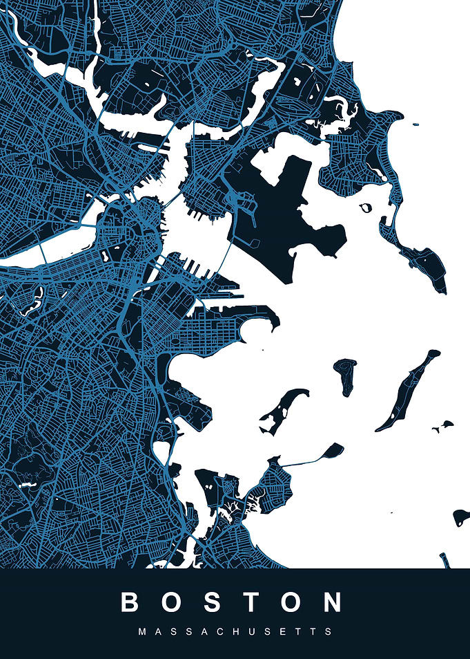 BOSTON Map Massachusetts