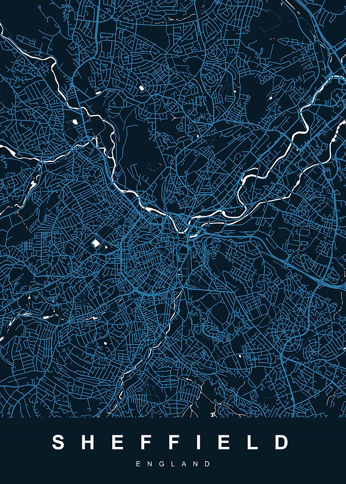 SHEFFIELD Map England UK