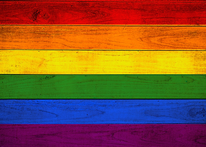Rainbow flag wooden wall