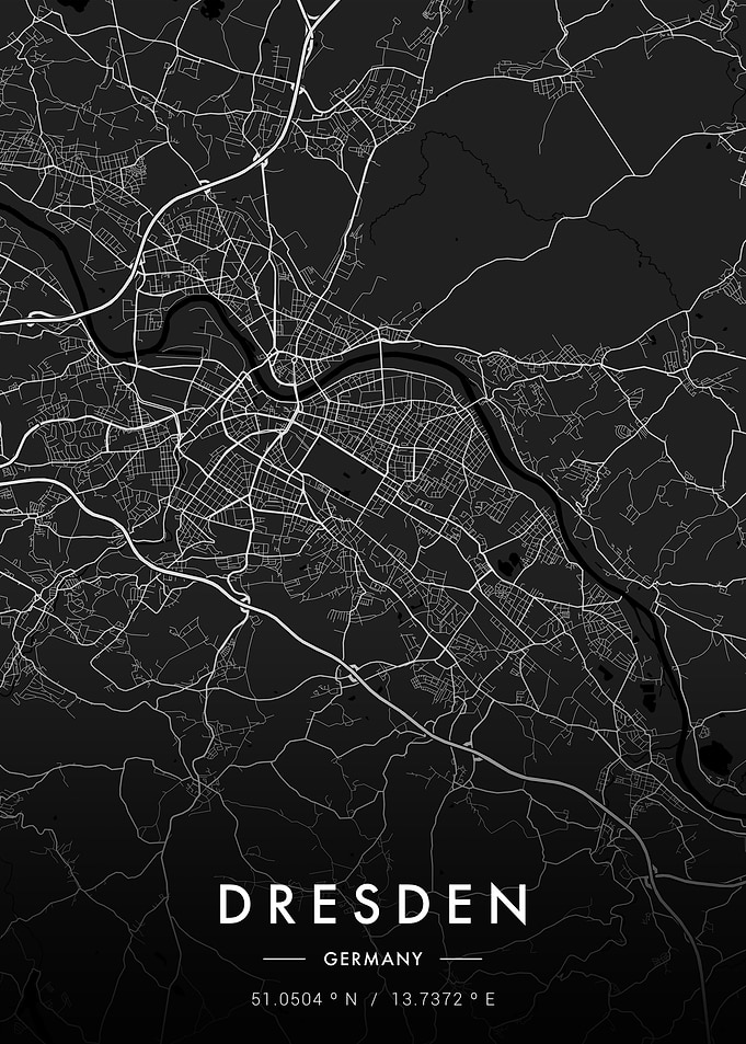 Dresden City Map Dark