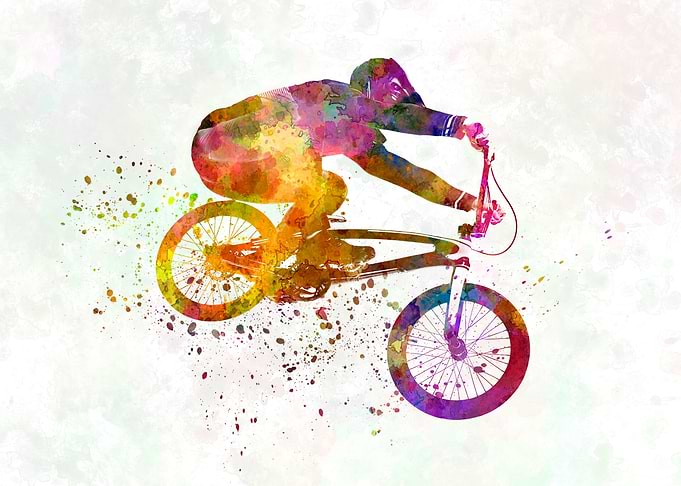 Watercolor bmx cyclist