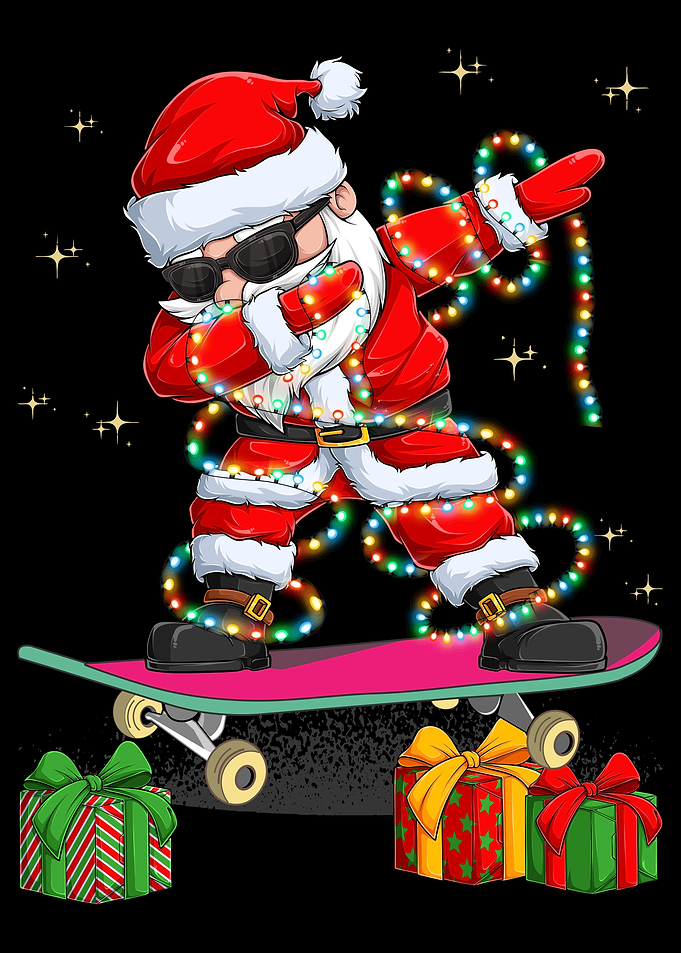 Dabbing Santa Skating Xmas