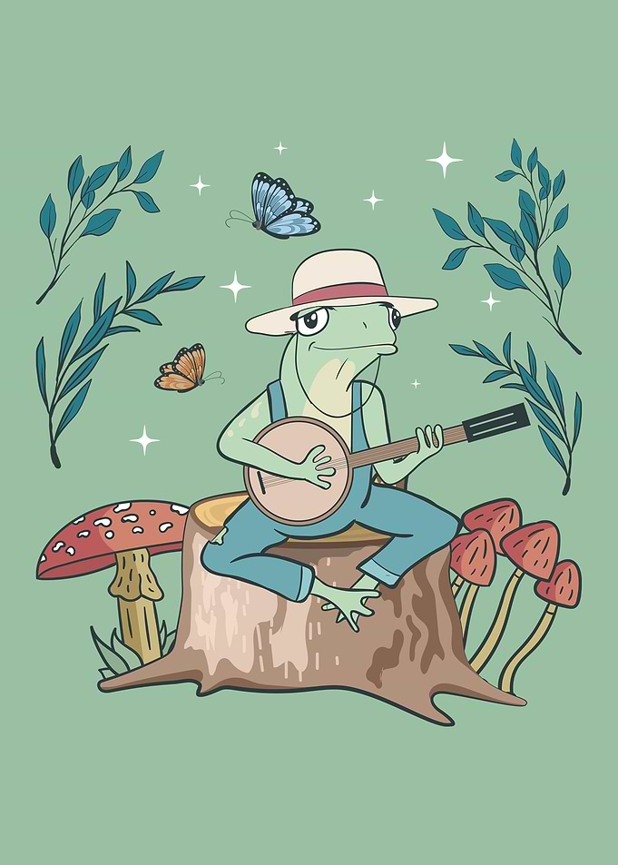 Cottagecore Frog Banjo