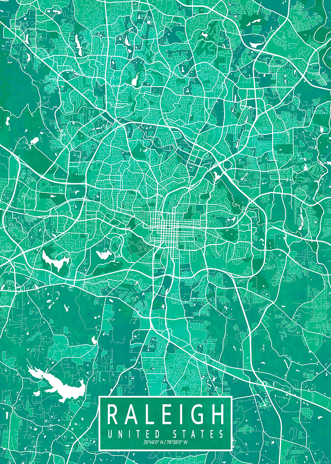 Raleigh Map Watercolor