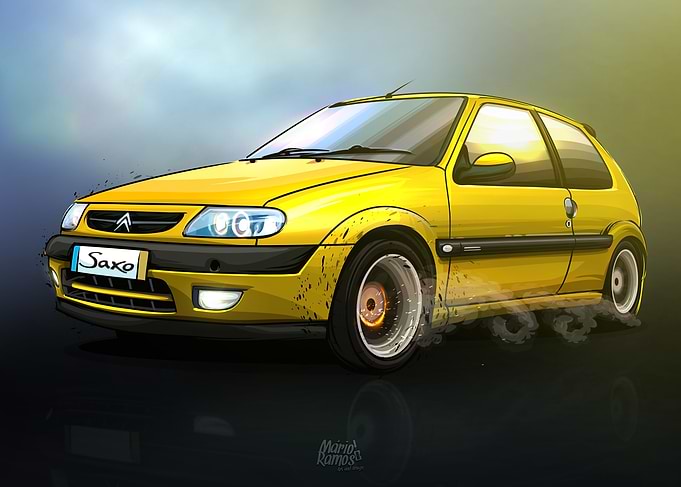 Citroen Saxo Yellow Art