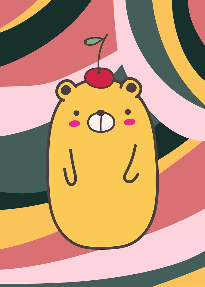 Cute Abstract Cherry Bear