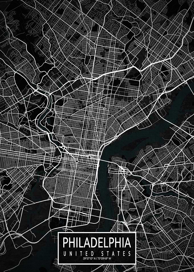 Philadelphia City Map Dark