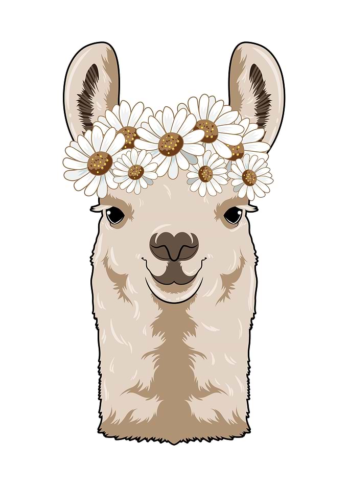 Llama Wreath of Flowers