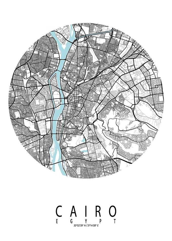 Cairo City Map Circle