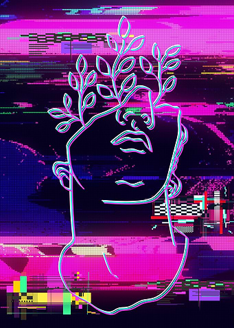 Vaporwave Greek Statue