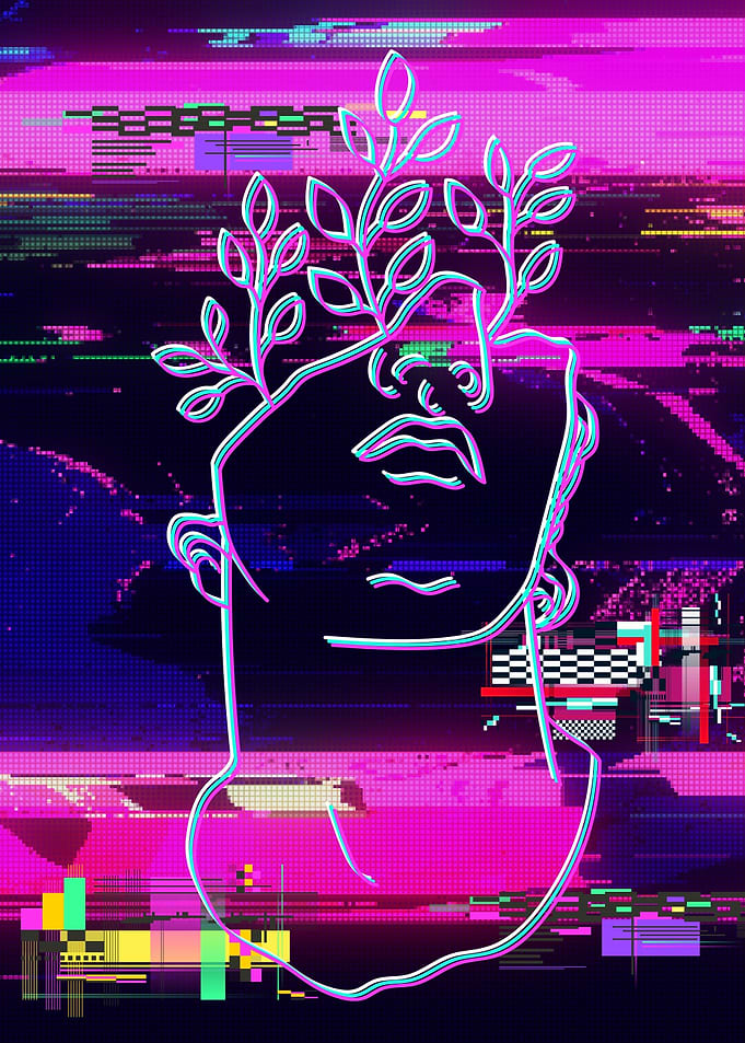 Vaporwave Greek Statue