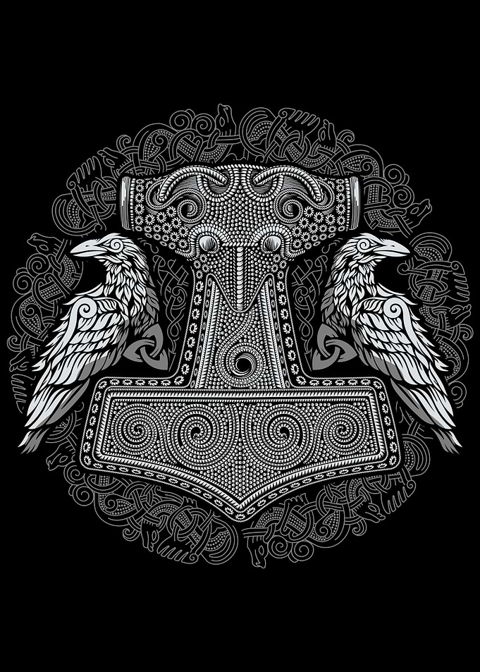 Raven Mjolnir Thors Hammer