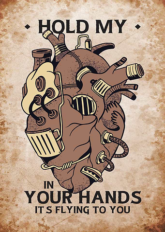 Steampunk human heart ace