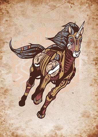 Steampunk horse retro ace
