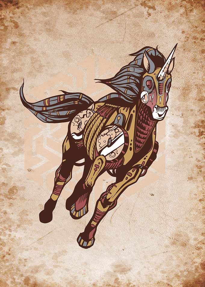 Steampunk horse retro ace