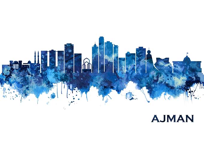 Ajman UAE Skyline Blue
